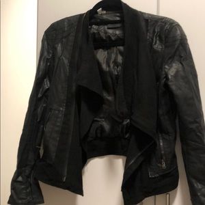 Vegan leather + suede crop jacket